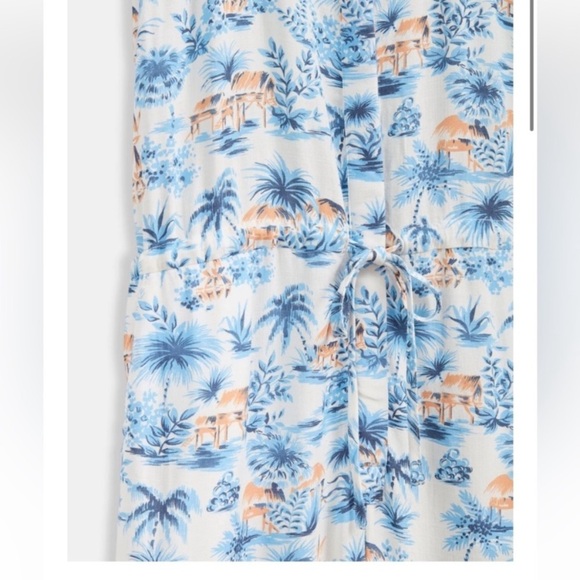NWT Faherty Lelia blue white tropical print jumpsuit nwot 30556 - Picture 2 of 14